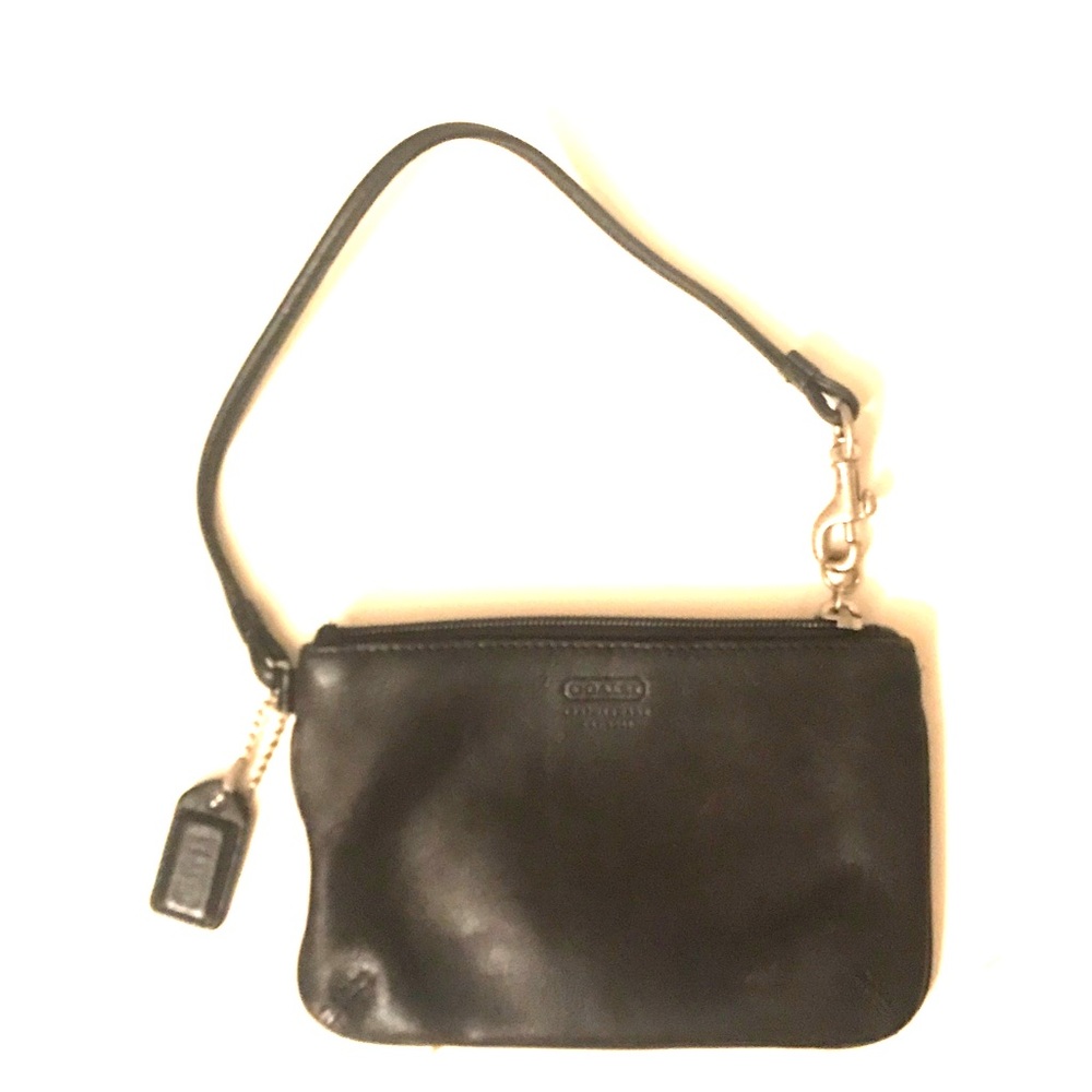 Coach black leather wristlet